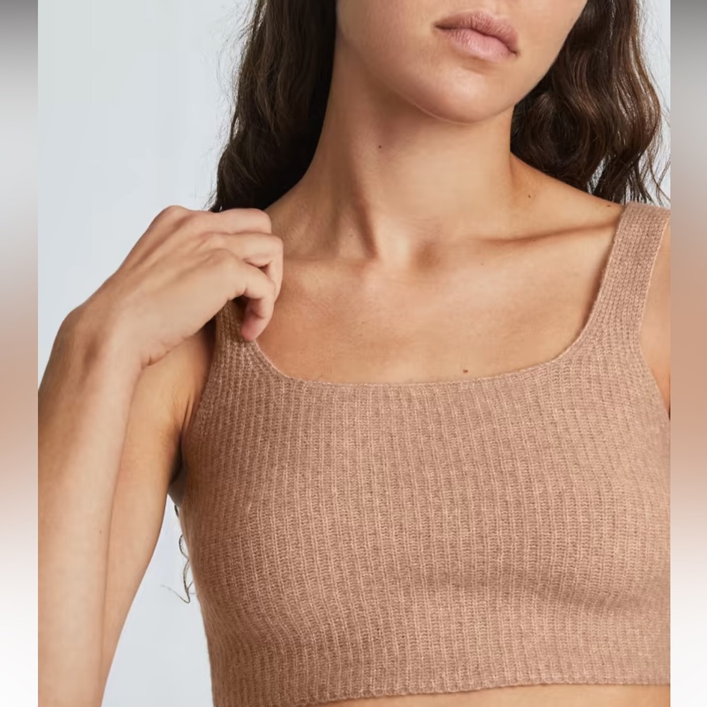 Everlane The Cozy Stretch Tank in Camel Crop Top Size XS New With Tags - Picture 13 of 13